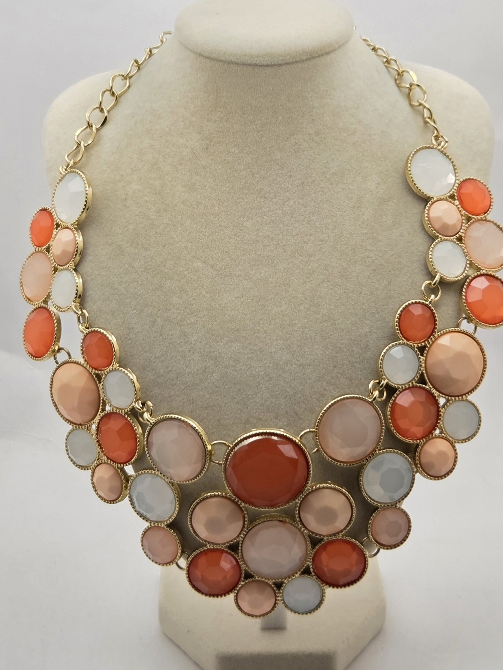 INC Gold Tone Multicolor Bubble Statement Bib Necklace Macy's 20"